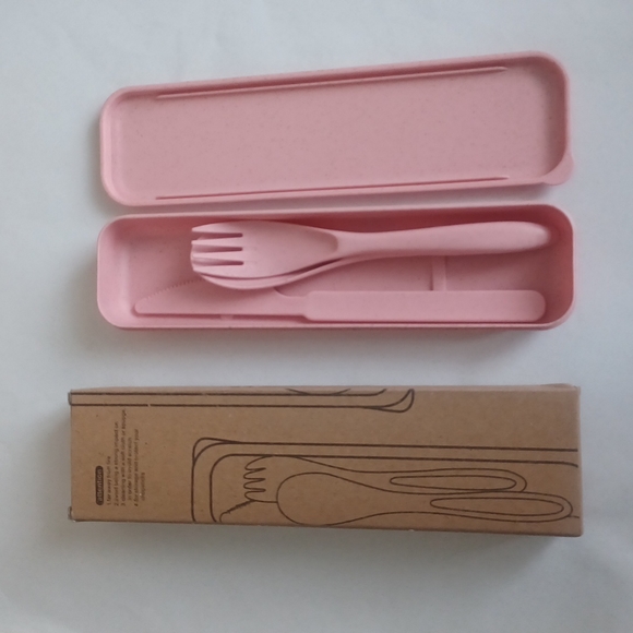 Good Wheat Green Producers Tableware suit Pink spoon, fork, knife set with case - Picture 9 of 10